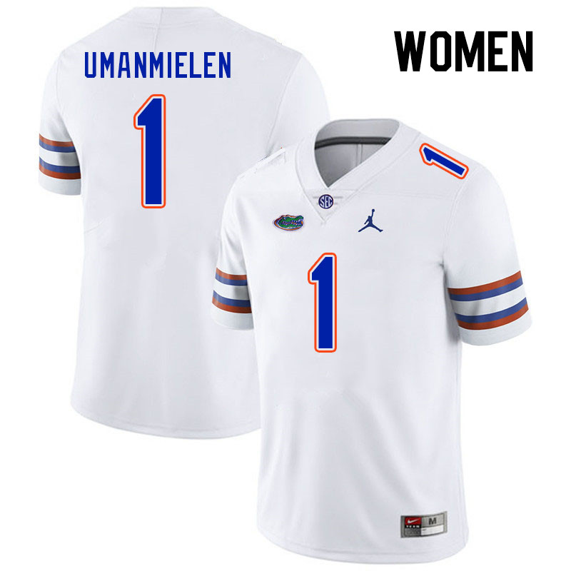 Women #1 Princely Umanmielen Florida Gators College Football Jerseys Stitched Sale-White